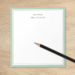 Bloc-note Sage Green Minimaliste Monogramme Cadeau de l'ense<br><div class="desc">Design minimaliste moderne de bordure dans une variété de couleurs tendance. Personnalisez-le avec votre nom monogramme ou autre texte personnalisé. Utilisez les outils de conception pour choisir vos propres polices et couleurs arrière - plans. Idée cadeau mignonne et simple pour les enseignants ou papeterie personnelle pour toute personne qui aime...</div>