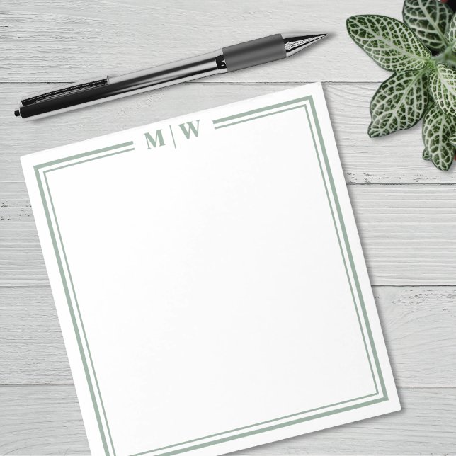 Bloc-note Sage Green Monogram (Sage Green Monogram Notepad)