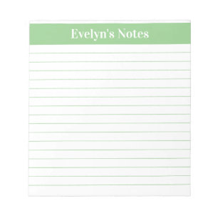 Bloc-note Sage moderne tendance vert Script grand imprimé