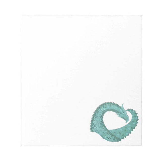 Bloc-note Sage vert coeur dragon sur blanc (Devant)