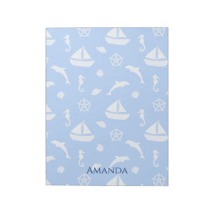 Bloc-note Sailboat & Marine Life Pattern