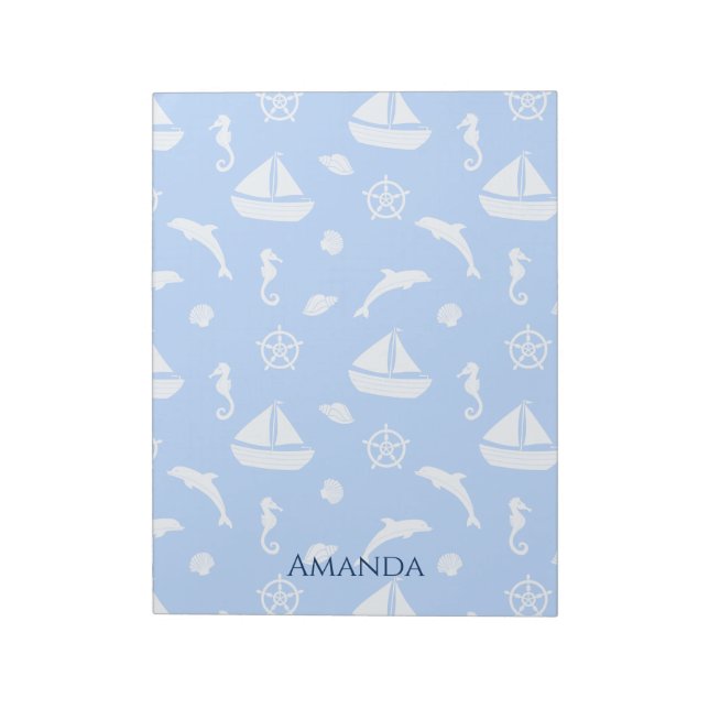 Bloc-note Sailboat & Marine Life Pattern (Tourné)