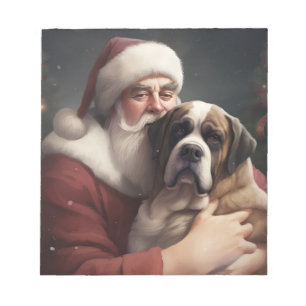 Bloc-note Saint Bernard avec le Père Noël Fête de Noël