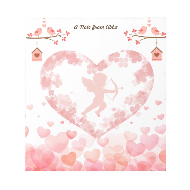Bloc-note Saint Valentin Cupids mignons et Coeurs rouges (Devant)