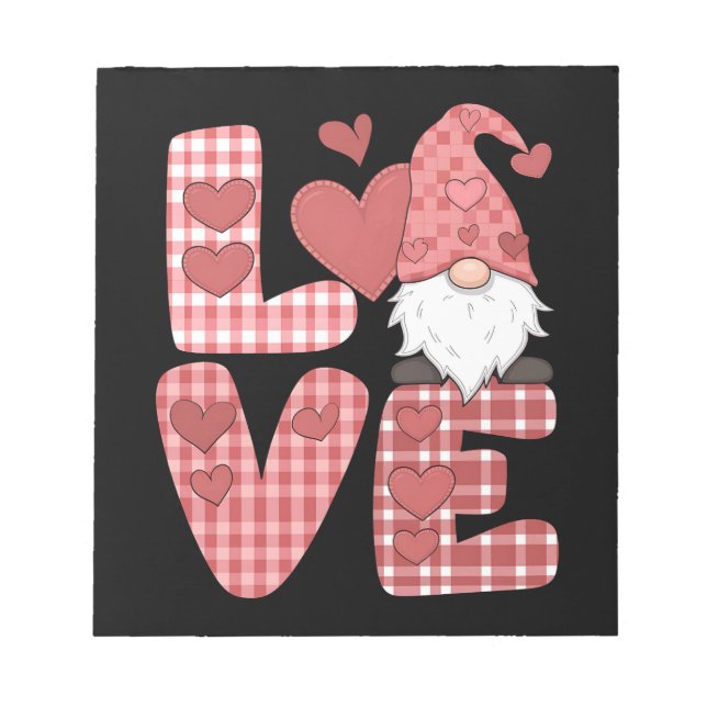 Bloc-note Saint-Valentin Gnome Mignon Cœur d'Amour (Devant)
