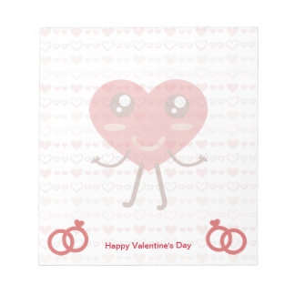 Bloc-note Saint Valentin Joli Coeur Rouge et Petits Coeurs