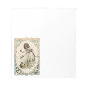 Bloc-note Saint-Valentin victorien vintage, Fille aux roses