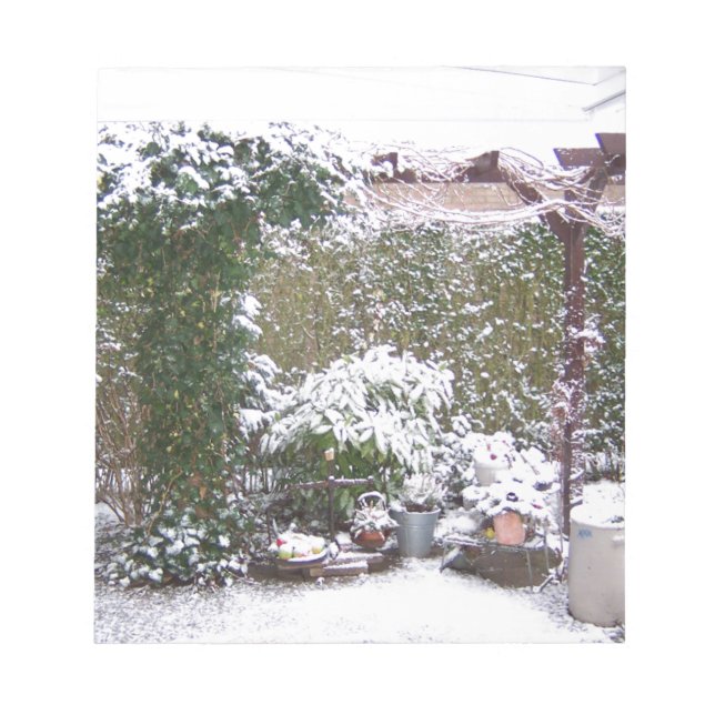 Bloc-note Saison de Noël, Neige dans le jardin (Devant)