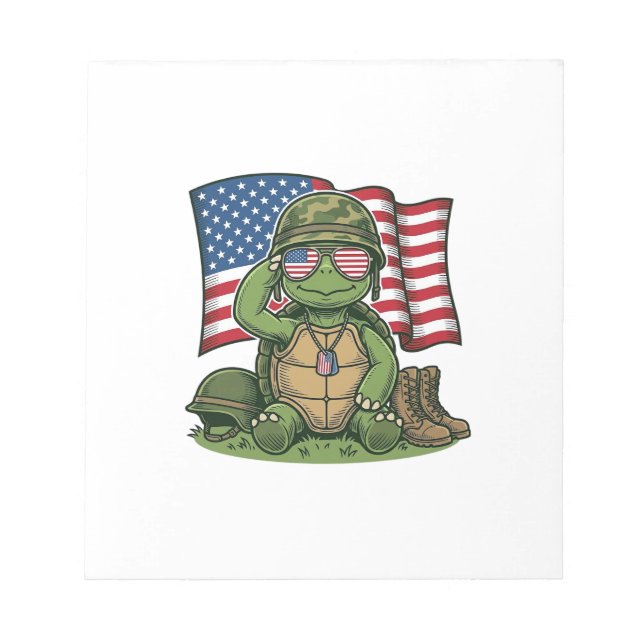 Bloc-note Salut de tortue patriotique Vector Design_1 (Devant)