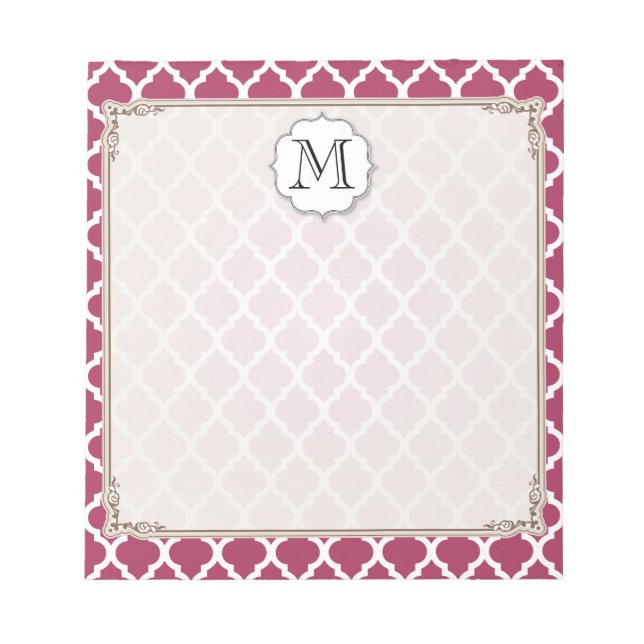 Bloc-note Sangria Carrelage rouge marocain avec Monogramme p (Devant)