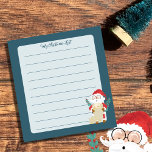 Bloc-note Santa Claus Vérifie Sa Liste Pavé Bleu Fête<br><div class="desc">Bloc-notes de vacances bleu mignon avec un peu d'aquarelle Santa Claus dans le coin inférieur droit. Personnalisez-le avec votre texte. © ArianeC Illustrations-Tous droits réservés</div>