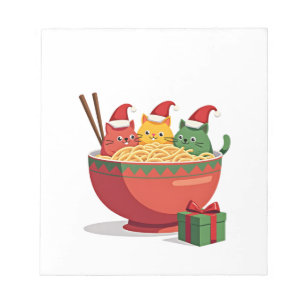 Bloc-note Santa Ramen Cats Anime Noël Xmas Enfants Filles M