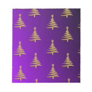 Bloc-note Sapins de Noël Or sur Violet