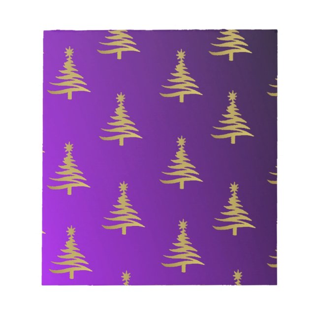 Bloc-note Sapins de Noël Or sur Violet (Devant)
