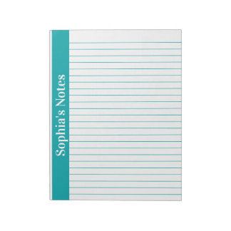 Bloc-note Sarcelle 8,5x11 format lettre nom vertical gauche