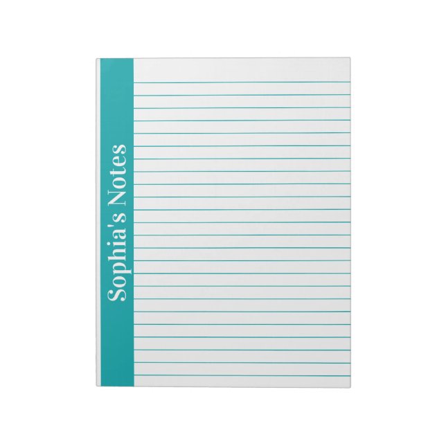 Bloc-note Sarcelle 8,5x11 format lettre nom vertical gauche (Tourné)