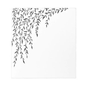 Bloc-note Saule à pleurs noires sur les branches de feuilles