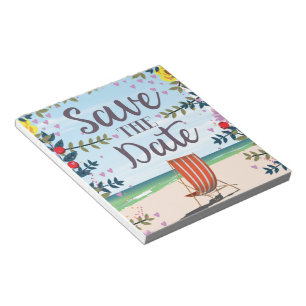 Bloc-note Sauvegarder la date vintage plage et chaise de pon