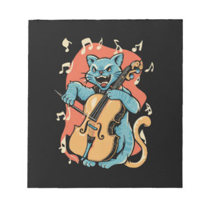 Bloc-note Scandale Cat Musicien Jouer Cello