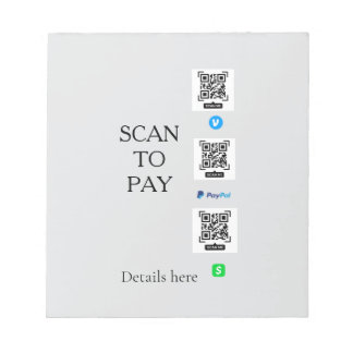 Bloc-note scanner pour payer les détails du code QR venmo ca