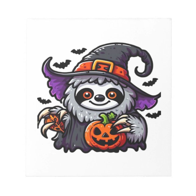 Bloc-note Scary Halloween Sloth Witch Hat Costume Spooky Sea (Devant)