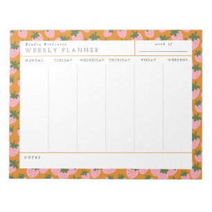 Bloc-note Scattered Strawberries (Orange) Weekly Planner  