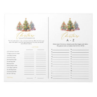 Bloc-note Scattergories de Noël Jeux de A à Z
