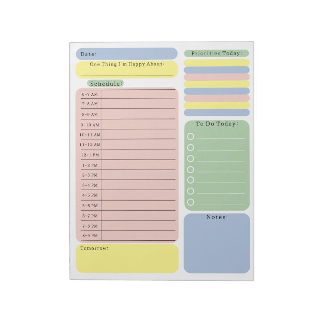 Bloc-note Schedule To Do Planner Checklist Organising Notes (Tourné)