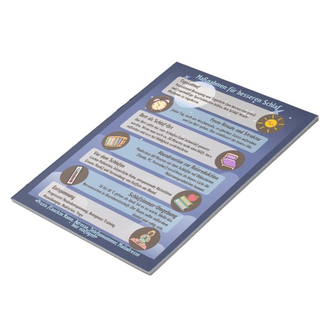 Bloc-note Schlafhygiene Handouts für Klienten/Patienten (Incliné)