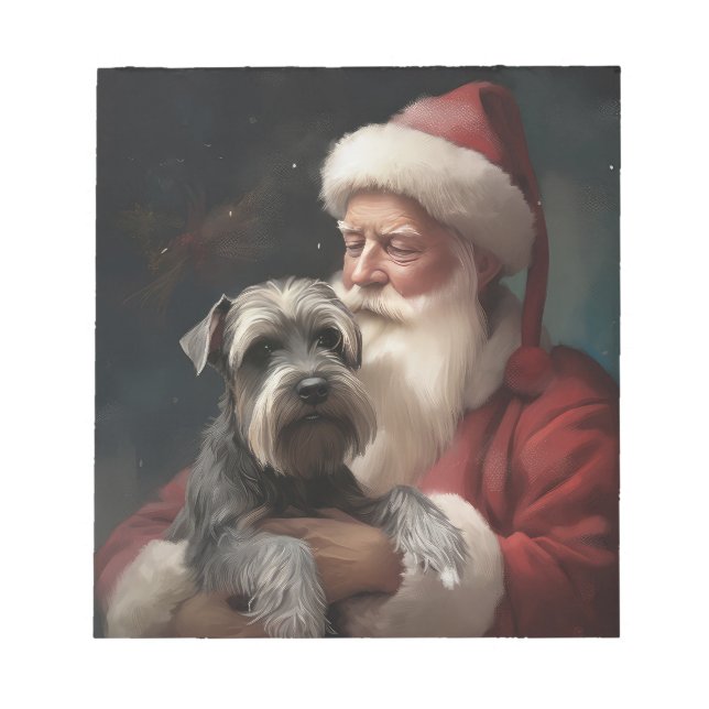 Bloc-note Schnauzer avec le Père Noël Noël Festif (Devant)