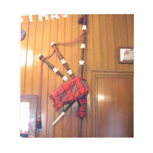 Bloc-note Scotland Bagpipe Tartan Plaid Instrument de musiqu
