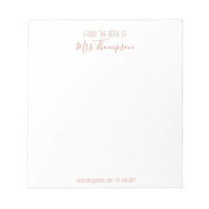 Bloc-note Script De Nom Or Rose Moderne Du Bureau De