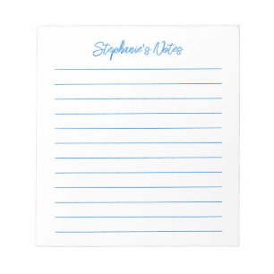 Bloc-note Script Élégant Personnalisé Ligné Bleu