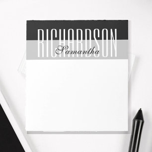 Bloc-note Script géométrique moderne unique noir gris blanc