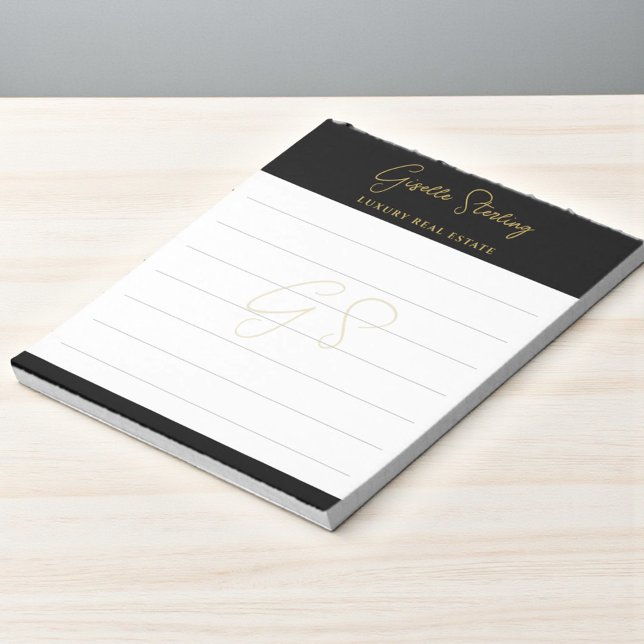 Bloc-note Script Immobilier Or Noir Luxe Professionnel (Créateur téléchargé)