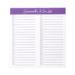 Bloc-note Script Liste de vérification moderne violette à de