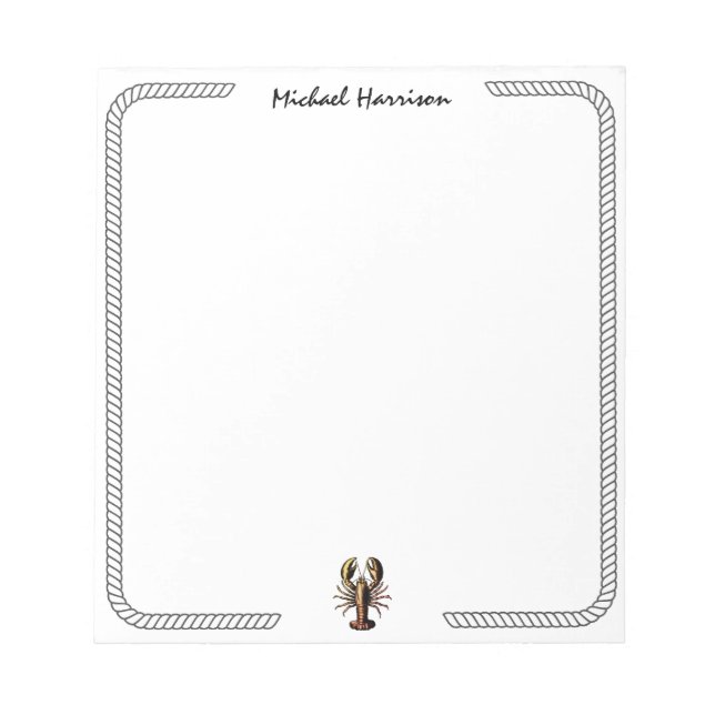 Bloc-note Script moderne tendance Homard vintage Personnalis (Devant)