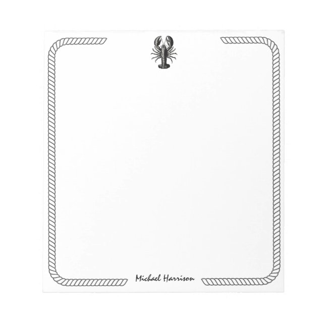 Bloc-note Script moderne tendance Homard vintage Personnalis (Devant)