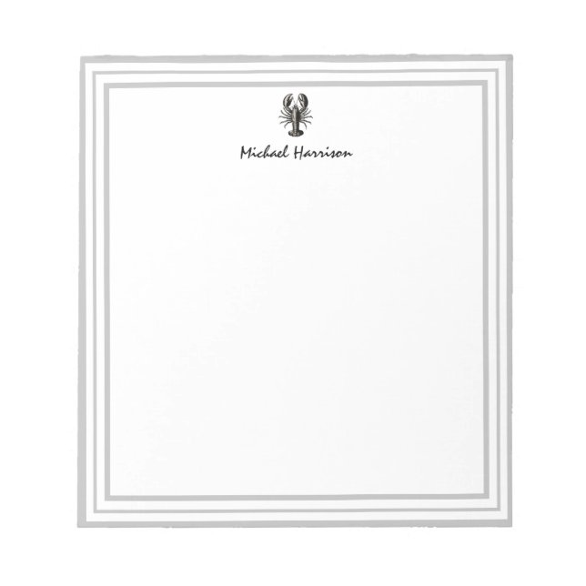 Bloc-note Script moderne tendance Homard vintage Personnalis (Devant)
