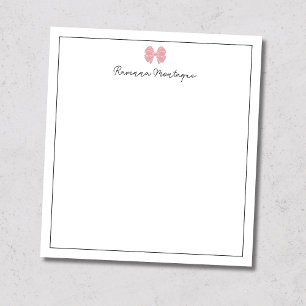 Bloc-note Script personnalisé avec ruban rose et bordure en