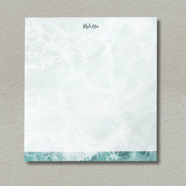 Bloc-note Seafoam Argent Rayé Élégant Nom de Script Personna (Créateur téléchargé)