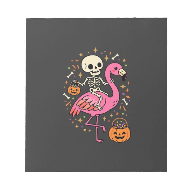 Bloc-note Seau à bonbons squelette de flamant rose d'Hallowe (Devant)