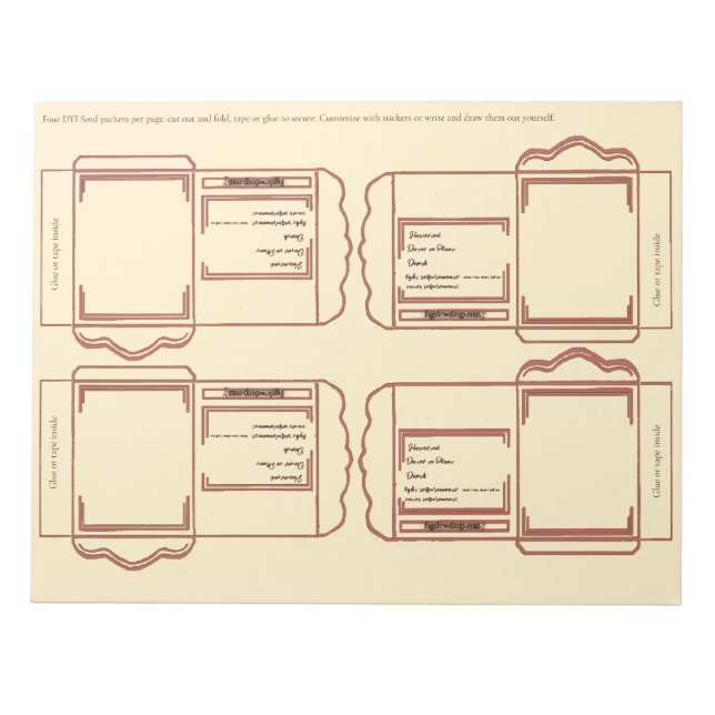 Bloc-note Seed Packet coral brown DYI Notepad (Devant)