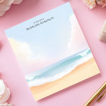 Bloc-note Serene Beach Nuages Ocean Sky Nom personnalisé<br><div class="desc">Trouvez votre tranquillité avec ce bloc-notes personnalisé et apaisant. Le design saisit une scène de plage sereine avec un accent mis sur le ciel étendu et des nuages doux et pastel au-dessus des vagues douces de l'océan et du sable. L'ensemble est calme et atmosphérique. Customisez ce bloc-notes avec votre propre...</div>