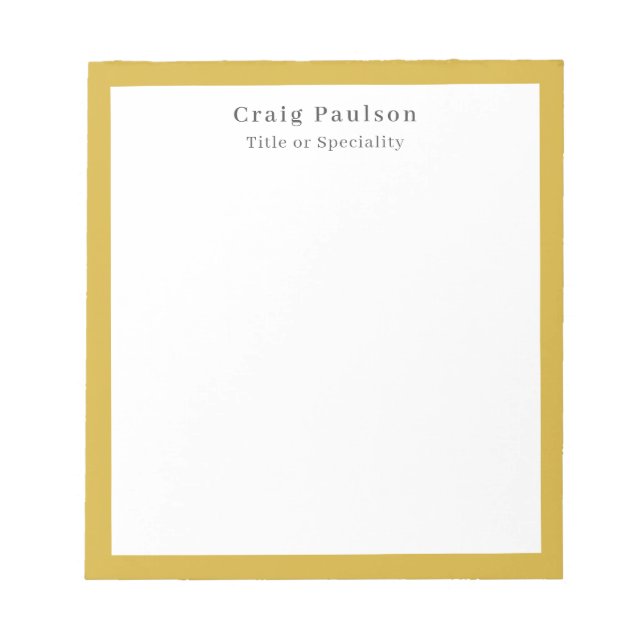 Bloc-note Serif Font Simple Professional Plain Gold White (Devant)