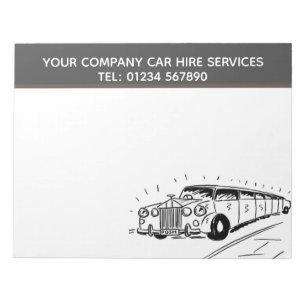 Bloc-note Service de location de voiture limousine Cartoon à