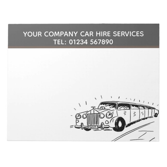 Bloc-note Service de location de voiture limousine Cartoon à (Devant)