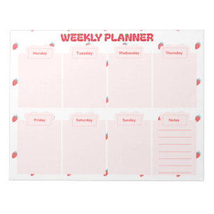 Bloc-note Service de planification hebdomadaire de fraises m