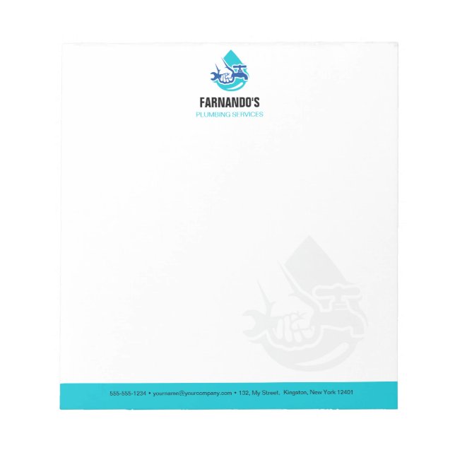 Bloc-note Service de plomberie Logo de goutte d'eau Entrepri (Devant)