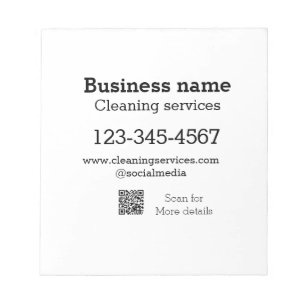 Bloc-note services de nettoyage ajouter numéro site web adre